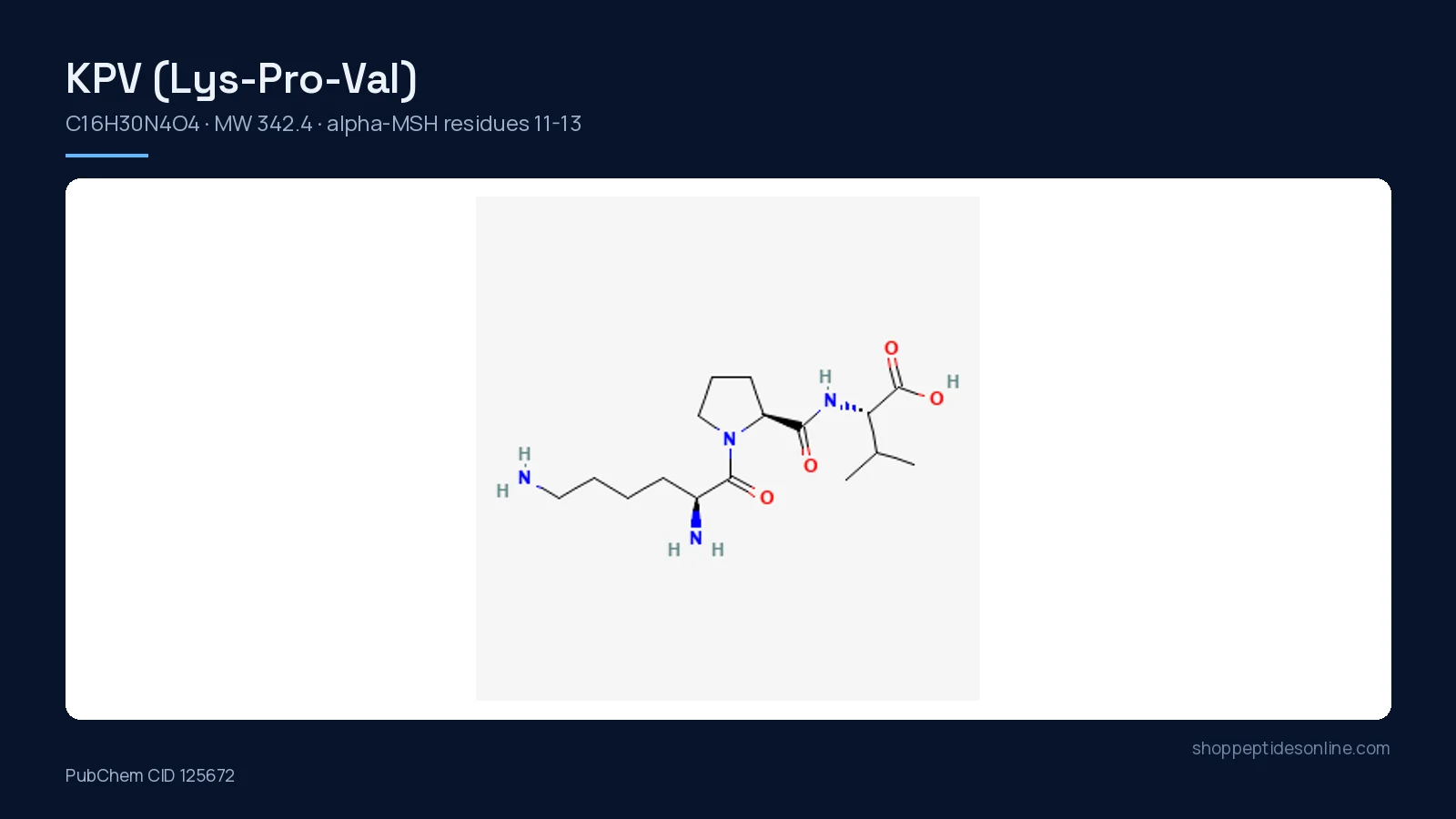 2D chemical structure of KPV, the tripeptide lysyl-prolyl-valine (PubChem CID 125672)